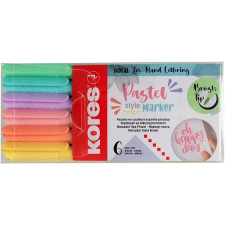 KORES Pastel Style, ecset formájú heggyel, 6 színben filctoll, marker