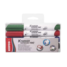 KORES Tábla- és flipchart marker készlet, 1-3 mm, vágott, KORES  K-Marker , 4 különböző szín filctoll, marker