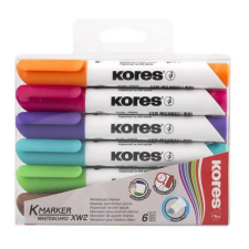 KORES Tábla- és flipchart marker készlet, 1-3 mm, vágott, KORES K-Marker, 6 különböző szín (IK20803) filctoll, marker