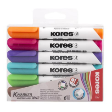 KORES Tábla- és flipchart marker készlet, 1-3 mm, vágott, kores &quot;k-marker&quot;, 6 különböz&#337; szín 20803 filctoll, marker