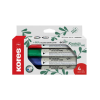 KORES Tábla- és flipchart marker készlet, 3 mm, kúpos, KORES "ECO K-Marker XW1", 4 különböző szín