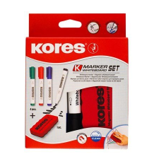 KORES Tábla- és flipchart marker készlet mágneses táblatörlõ szivaccsal, 1-3 mm, kúpos KORES,... filctoll, marker