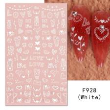 Körömmatrica - F928 white Valentin körömdíszítő
