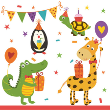KORREKT WEB Állatos Cute Party szalvéta 20 db-os 33x33 cm party kellék