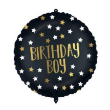 KORREKT WEB Black-Gold Birthday Boy fólia lufi 46 cm party kellék