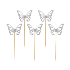 KORREKT WEB Butterfly Silver, Pillangó díszítő pálca 12 db-os party kellék