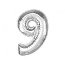 KORREKT WEB Ezüst 9-es Silver szám fólia lufi 92 cm party kellék