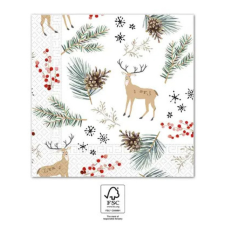 KORREKT WEB Forest Reindeers, Karácsony szalvéta 20 db-os, 33x33 cm party kellék