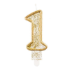 KORREKT WEB Gold, Arany csillámos számgyertya, tortagyertya 1-es