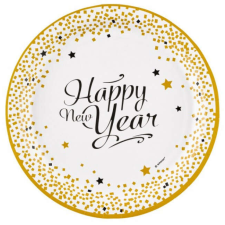 KORREKT WEB Golden Wishes Happy New Year papírtányér 8 db-os 23 cm party kellék