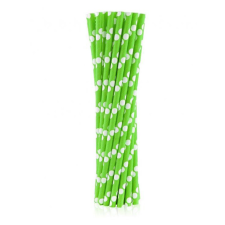 KORREKT WEB Green Polka Dots, Zöld papír szívószál 24 db-os party kellék