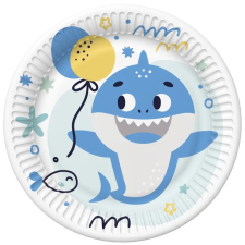 KORREKT WEB Happy Birthday Blue Shark papírtányér 8 db-os 18 cm party kellék