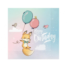 KORREKT WEB Happy Birthday Fox, Róka szalvéta 20 db-os 33x33 cm party kellék