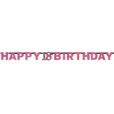 KORREKT WEB Happy Birthday Pink 18 hologrammos felirat 213 cm party kellék