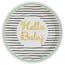 KORREKT WEB Hello Baby papírtányér 8 db-os 23 cm party kellék