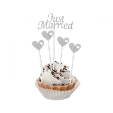 KORREKT WEB Just Married Silver torta dekoráció 5 db-os party kellék