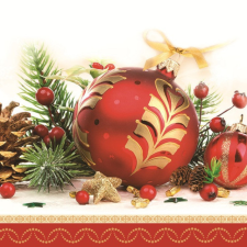 KORREKT WEB Karácsony Red Bauble szalvéta 20 db-os 33x33 cm papírárú, csomagoló és tárolóeszköz