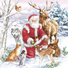 KORREKT WEB Karácsony Santa &amp; Animals szalvéta 20 db-os 33x33 cm party kellék
