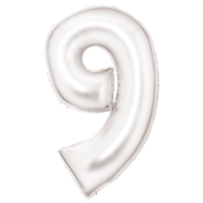 KORREKT WEB Lustre White, Fehér 9-es szám fólia lufi 86 cm party kellék