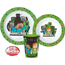 KORREKT WEB Minecraft étkészlet, micro műanyag szett, pohárral 260 ml babaétkészlet