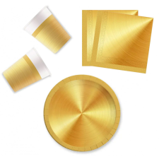 KORREKT WEB Next Generation Gold, Arany party szett 36 db-os 23 cm-es tányérral party kellék