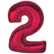 KORREKT WEB Piros 2-es Red szám fólia lufi 92 cm party kellék