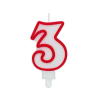 KORREKT WEB Red Outline, Piros számgyertya, tortagyertya 3-as