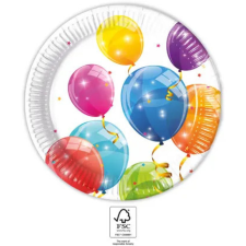 KORREKT WEB Sparkling Balloons, Lufis papírtányér 8 db-os 23 cm FSC party kellék