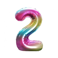 KORREKT WEB Szivárvány Rainbow 2-es szám fólia lufi 85 cm party kellék