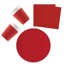 KORREKT WEB Unicolour Red, Piros party szett 36 db-os 23 cm-es tányérral party kellék
