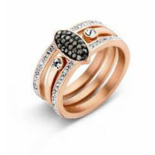 KORREKT WEB Victoria Rose gold színű fekete, fehér köves gyűrű szett gyűrű