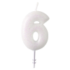 KORREKT WEB White, Fehér csillámos gyertya 6-os 6,5 cm