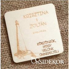  Köszönetajándék fából világitó torony - poháralátét dekorációs kellék