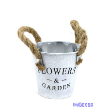  Kötél füles bádog kaspó matt fehér 10,5cm dekorációs kellék