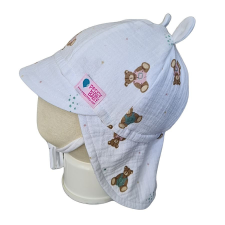  Kötős nyári sapka, kismackó, fehér babasapka, sál