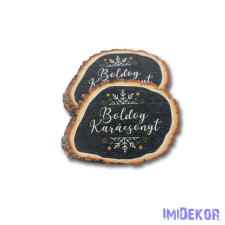 Közepes fahasáb 5db/csomag 6x8cm - Boldog karácsonyt - fekete dekorációs kellék