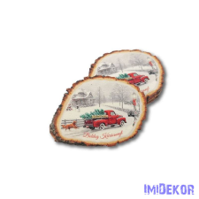 Közepes fahasáb 5db/csomag 6x8cm - Kutyás autó - fehér dekorációs kellék
