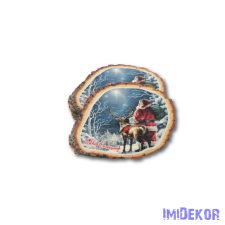 Közepes fahasáb 5db/csomag 6x8cm - Mikulás szarvasával dekorációs kellék