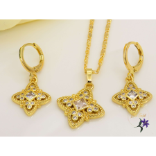  Kozima antiallergén szett nyaklánc, fülbevaló csillag medállal fehér kővel 14 K ékszer szett