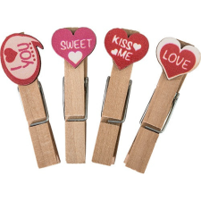  Kreatív Junior fa csipesz fa szívvel, 4 db/csomag dekorációs kellék