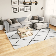  Krém és fekete hosszú szálú bozontos modern szőnyeg 200x280 cm lakástextília