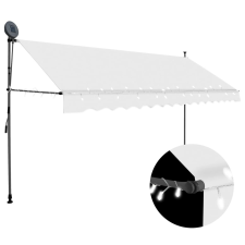 Krémszínű kézzel kihúzható LED-es napellenző 350 cm kerti bútor
