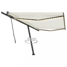  krémszínű kézzel kihúzható LED-es napellenző 500x300 cm kerti bútor