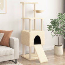 Krémszínű macskabútor szizál kaparófákkal 153 cm macskafelszerelés