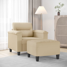 krémszínű mikroszálas szövet kanapéfotel lábtartóval 60 cm bútor