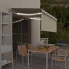  krémszínű szélérzékelős, LED-es napellenző redőnnyel 3,5x2,5 m