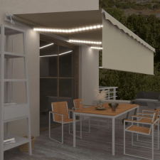  krémszínű szélérzékelős, LED-es napellenző redőnnyel 6x3 m nyílászáró