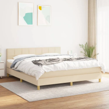  krémszínű szövet rugós ágy matraccal 160 x 200 cm ágy és ágykellék