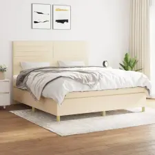  krémszínű szövet rugós ágy matraccal 180 x 200 cm ágy és ágykellék