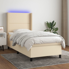  Krémszínű szövet rugós és LED-es ágy matraccal 80 x 200 cm ágy és ágykellék
